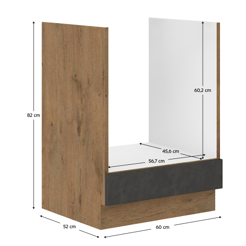 Spodná skrinka, sivá matná/dub lancelot, VEGA 60 D GAZ BB