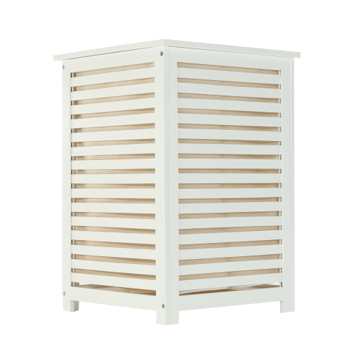 Kôš na bielizeň, lakovaný bambus/biela/béžová, BASKET