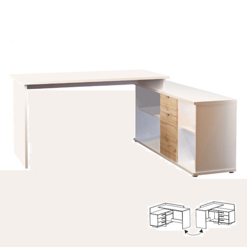 Písací stôl, biela/dub wotan, DALTON 2 NEW VE 02