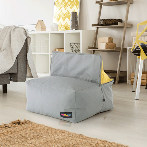 Sedací vak, sivá/zelená/žltá látka, ALIMOR