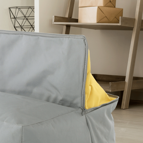 Sedací vak, sivá/zelená/žltá látka, ALIMOR