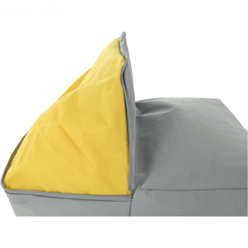 Sedací vak, sivá/zelená/žltá látka, ALIMOR