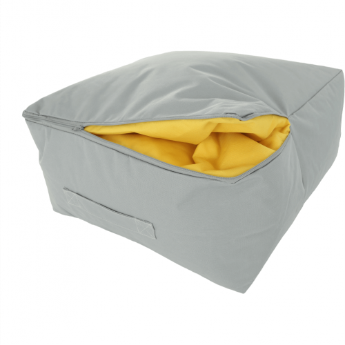 Sedací vak, sivá/zelená/žltá látka, ALIMOR