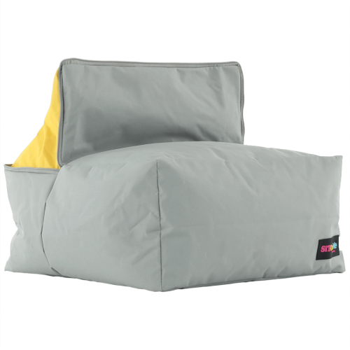 Sedací vak, sivá/zelená/žltá látka, ALIMOR