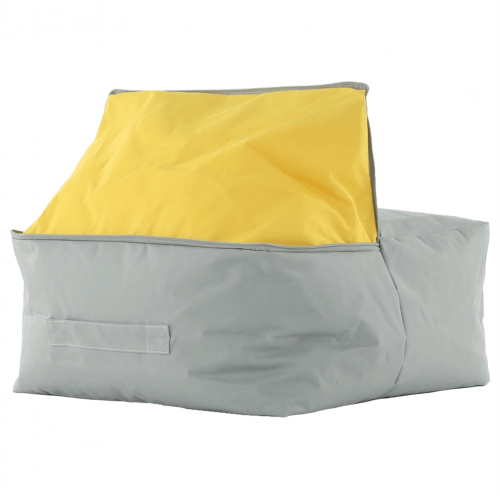 Sedací vak, sivá/zelená/žltá látka, ALIMOR