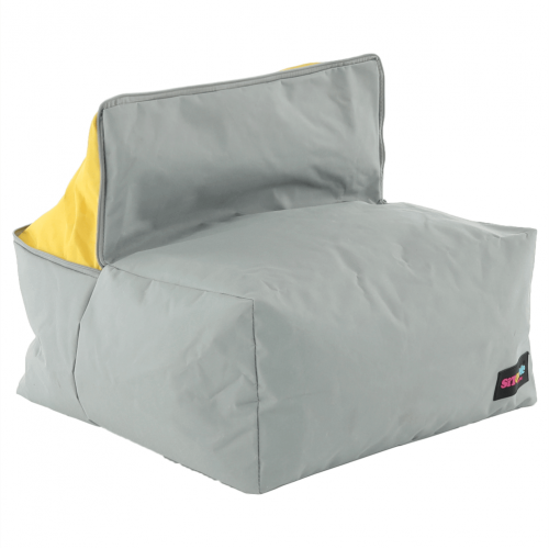 Sedací vak, sivá/zelená/žltá látka, ALIMOR