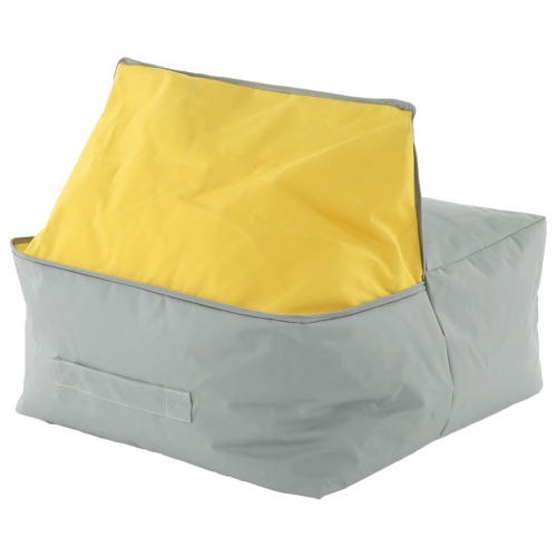 Sedací vak, sivá/zelená/žltá látka, ALIMOR