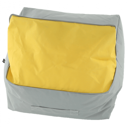 Sedací vak, sivá/zelená/žltá látka, ALIMOR