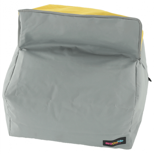 Sedací vak, sivá/zelená/žltá látka, ALIMOR