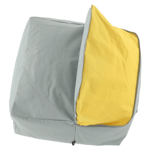 Sedací vak, sivá/zelená/žltá látka, ALIMOR
