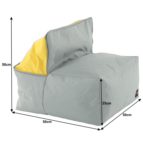 Sedací vak, sivá/zelená/žltá látka, ALIMOR