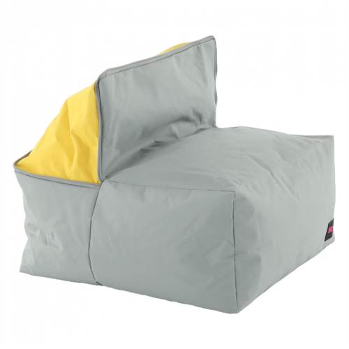 Sedací vak, sivá/zelená/žltá látka, ALIMOR