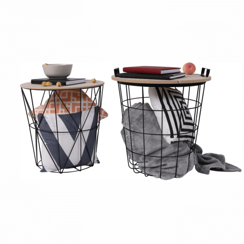 Príručný stolík, prírodná/čierna, NANCER TYP 2