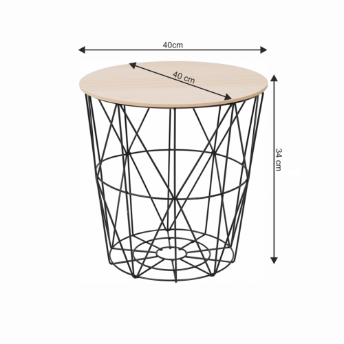 Príručný stolík, prírodná/čierna, NANCER TYP 2