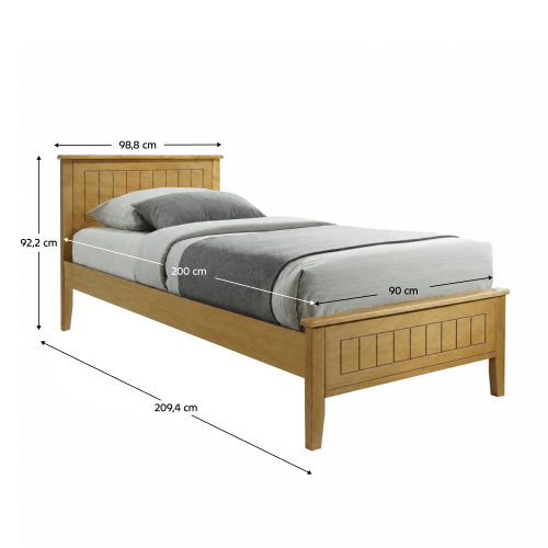 Posteľ, dub, 90x200, MIDEA Posteľ, dub, 90x200, MIDEA