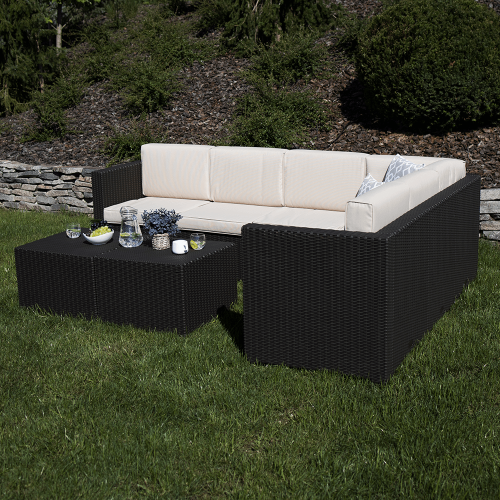 Záhradný 3-dielny ratanový set, hnedá/béžová, RODEN