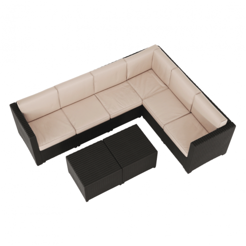 Záhradný 3-dielny ratanový set, hnedá/béžová, RODEN