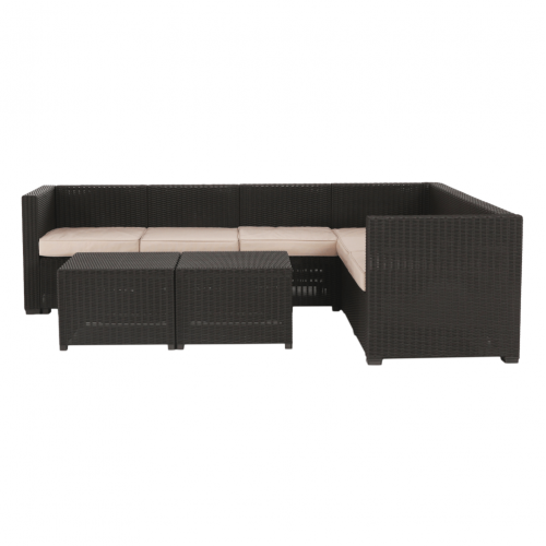 Záhradný 3-dielny ratanový set, hnedá/béžová, RODEN