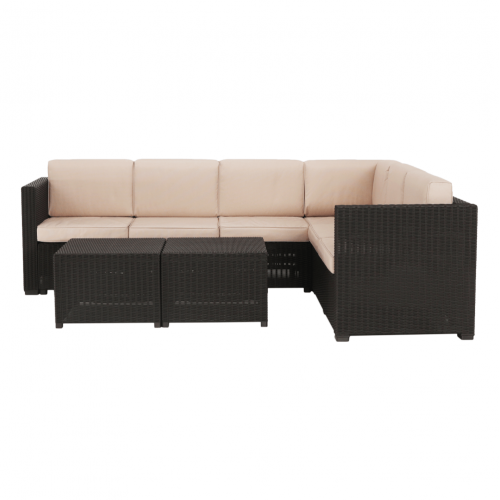 Záhradný 3-dielny ratanový set, hnedá/béžová, RODEN