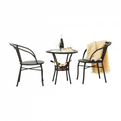 Záhradný ratanový set 1+2, hnedá, LASAN