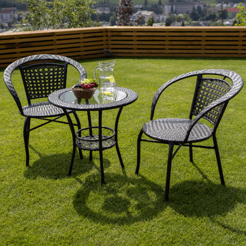 Záhradný ratanový set 1+2, hnedá, LASAN