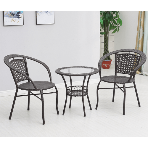 Záhradný ratanový set 1+2, hnedá, LASAN