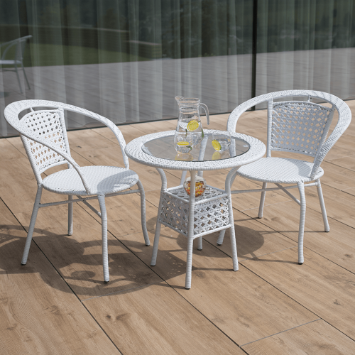 Záhradný ratanový set 1+2, biela, JENAR