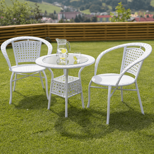 Záhradný ratanový set 1+2, biela, JENAR