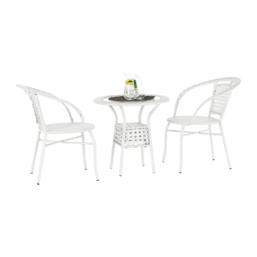 Záhradný ratanový set 1+2, biela, JENAR
