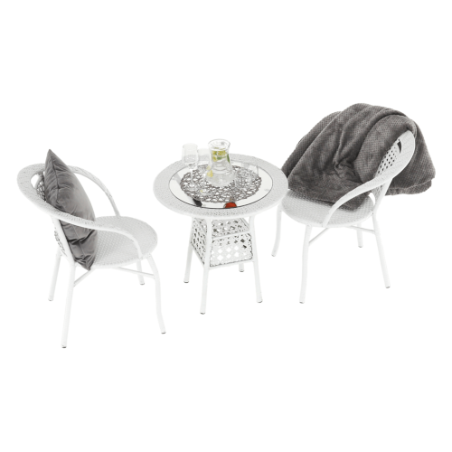 Záhradný ratanový set 1+2, biela, JENAR