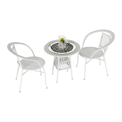 Záhradný ratanový set 1+2, biela, JENAR