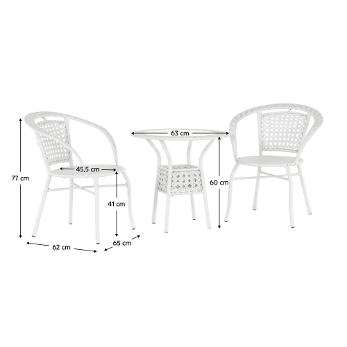 Záhradný ratanový set 1+2, biela, JENAR