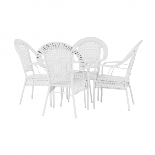 Záhradný set 1+4, biela, KOVEN