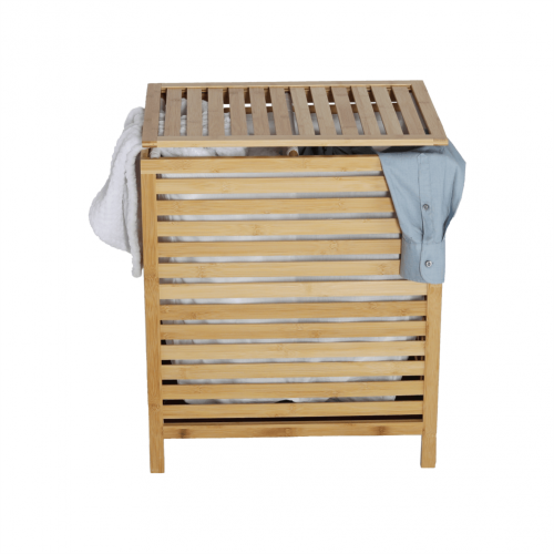 Kôš na bielizeň, prírodný bambus/biela, MENORK