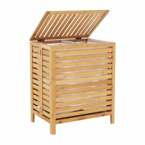 Kôš na bielizeň, prírodný bambus/biela, MENORK