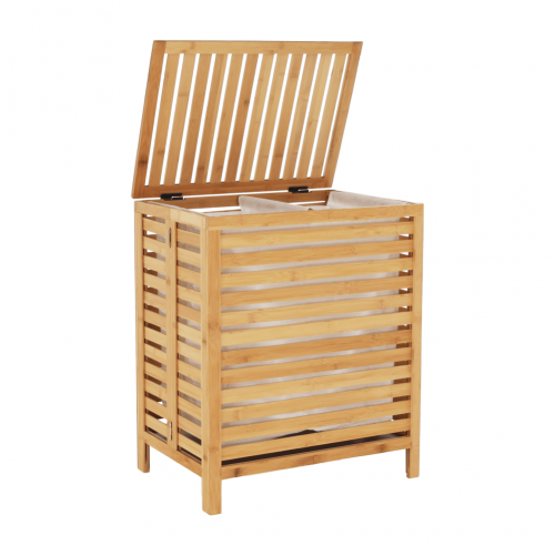 Kôš na bielizeň, prírodný bambus/biela, MENORK