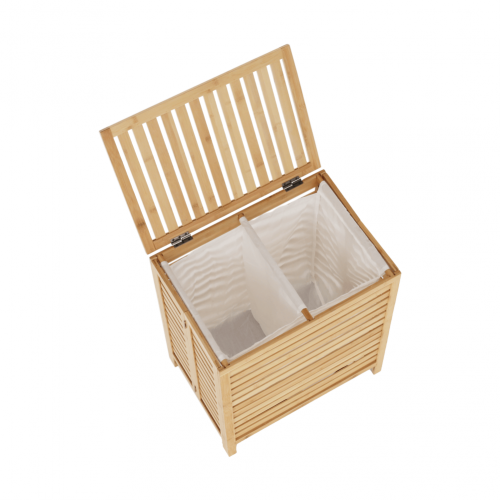 Kôš na bielizeň, prírodný bambus/biela, MENORK