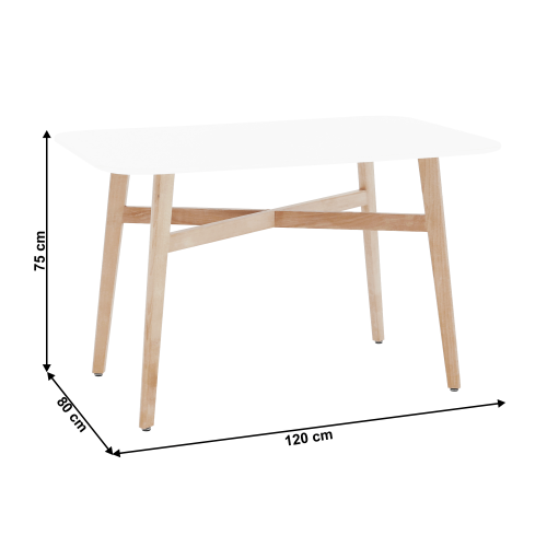 Jedálenský stôl, biela/prírodná, 120x80 cm, CYRUS 2 NEW