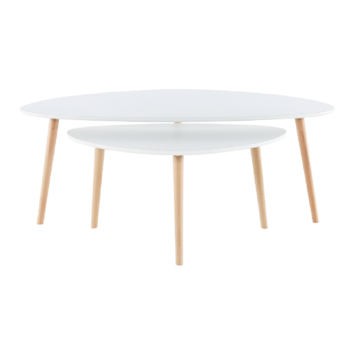 Konferenčné stolíky, set 2 ks, biela/buk, FOLKO NEW