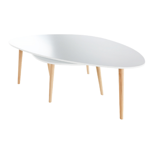 Konferenčné stolíky, set 2 ks, biela/buk, FOLKO NEW