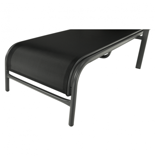 Stohovateľné polohovacie záhradné lehátko, čierna/sivá, ATREO