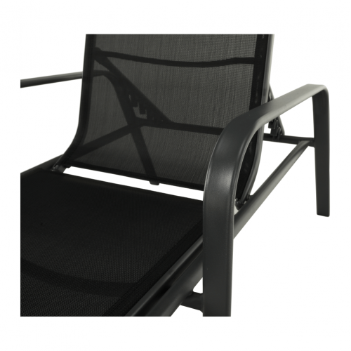 Stohovateľné polohovacie záhradné lehátko, čierna/sivá, ATREO