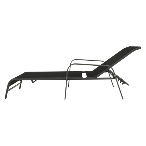 Stohovateľné polohovacie záhradné lehátko, čierna/sivá, ATREO