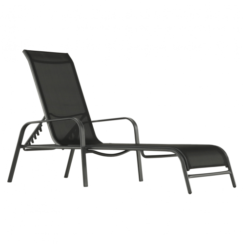 Stohovateľné polohovacie záhradné lehátko, čierna/sivá, ATREO