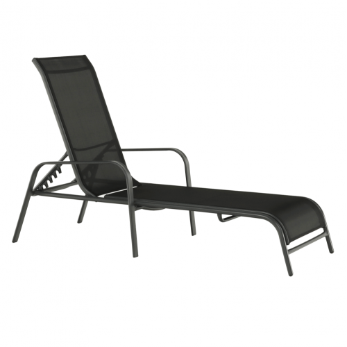 Stohovateľné polohovacie záhradné lehátko, čierna/sivá, ATREO