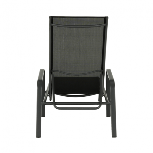 Stohovateľné polohovacie záhradné lehátko, čierna/sivá, ATREO