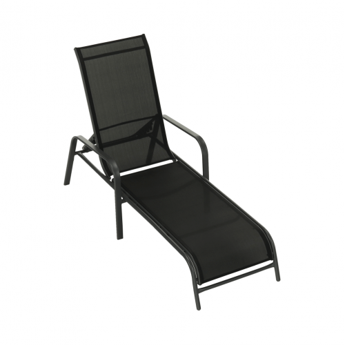 Stohovateľné polohovacie záhradné lehátko, čierna/sivá, ATREO