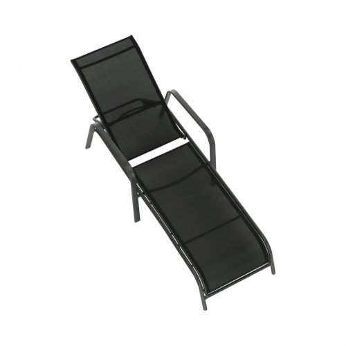 Stohovateľné polohovacie záhradné lehátko, čierna/sivá, ATREO