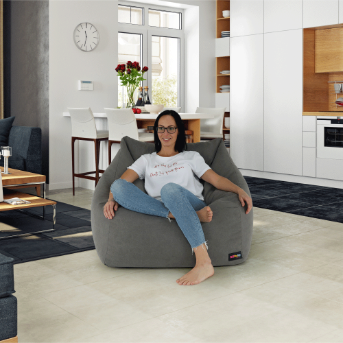 Sedací vak, sivá látka, URASON