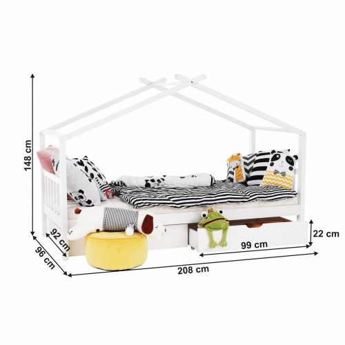 Posteľ s 2 kontajnermi, biela, ELISIA